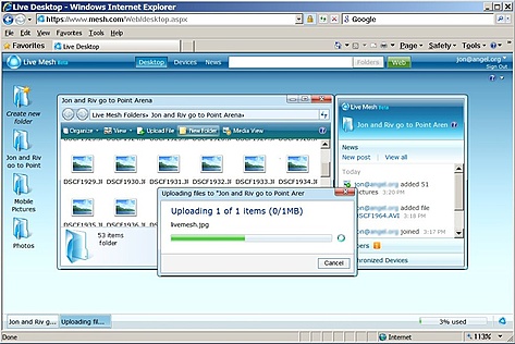 Live Mesh - Drag-and-drop naar Internet Explorer 6+ (kleiner)