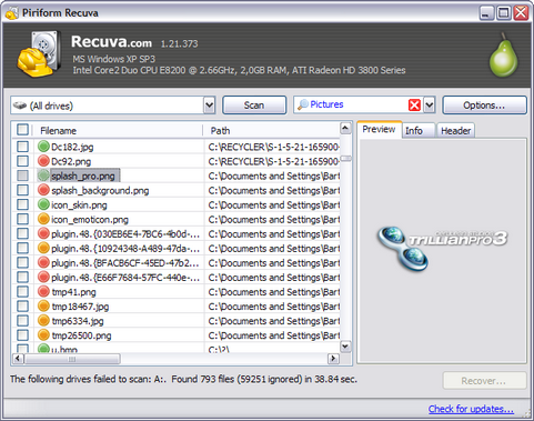Recuva 1.21.373 screenshot (481 pix)