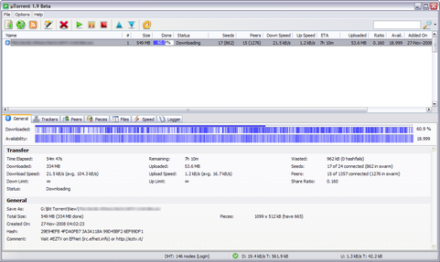 µTorrent 1.9 beta screenshot (481 pix) µTorrent 1.9 beta screenshot (481 pix)