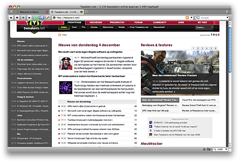 Tweakers.net in Opera 10 alpha 1 (klein) Tweakers.net in Opera 10 alpha 1