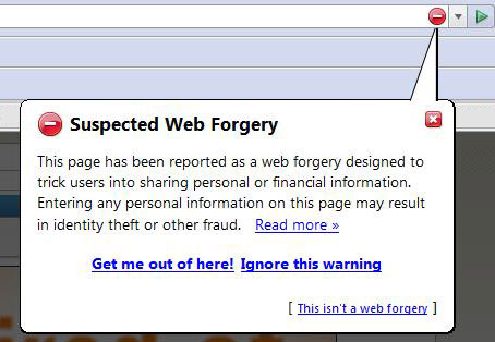 Phishingfilter in Firefox Phishingfilter in Firefox