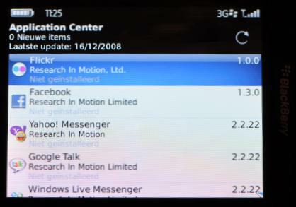 Blackberry Storm Application Center