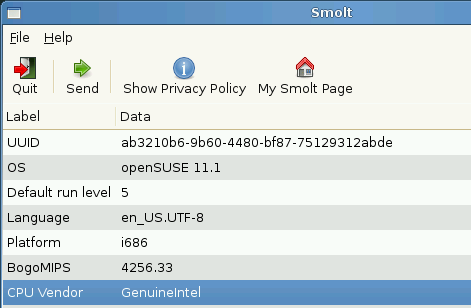 OpenSuse 11.1 - Gnome - Smolt