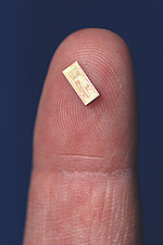 Intel Atom-die op vingertop (verticaal)