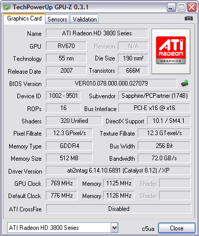 GPU-Z 0.3.1 screenshot