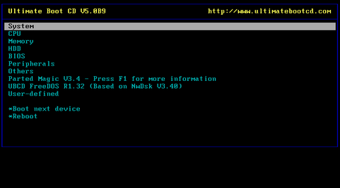 Ultimate Boot CD 5.0 bèta 9