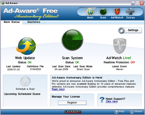 Ad-Aware Anniversary Edition screenshot (481 pix)