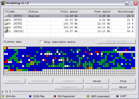 Ultradefrag 2.1.0 screenshot (481 pix)