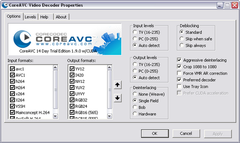 CoreAVC 1.9.0 screenshot (481 pix) CoreAVC 1.9.0 screenshot (481 pix)