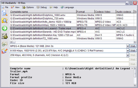 Mediainfo 0.7.11 screenshot (481 pix)