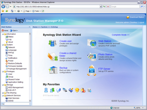 Synology Disk Station Manager 2.1-0832 screenshot