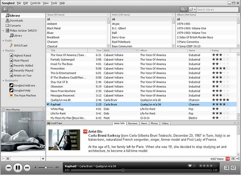 Songbird 1.1.1 screenshot (481 pix)