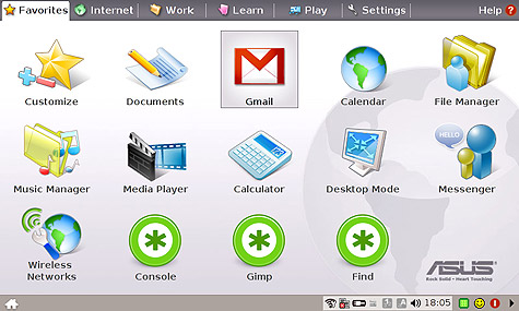 Linux-interface van Eee PC-netbook