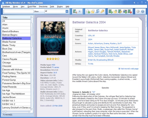 All My Movies 5.4 screenshot (481 pix)