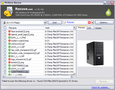 Recuva 1.26.416 screenshot (481 pix) Recuva 1.26.416 screenshot (481 pix)