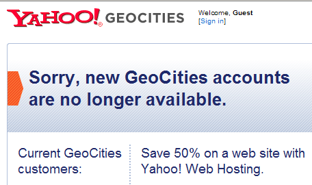 Yahoo sluit GeoCities