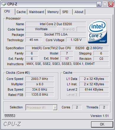 CPU-Z 1.51 screenshot