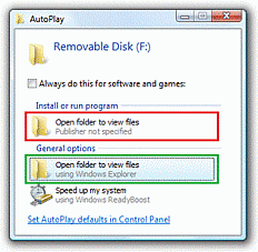 AutoRun-schermpje bij geïnfecteerd usb-apparaat