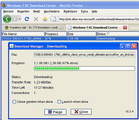 Windows 7 downloaden in Firefox