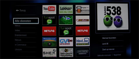 Philips Cinema 21:9 - menu Net TV