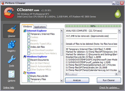 CCleaner 2.19.901 screenshot (481 pix)
