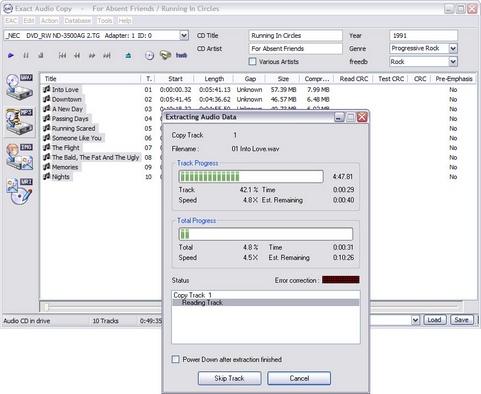 Exact Audio Copy 0.99 screenshot