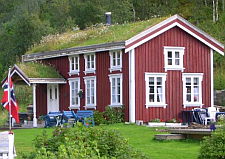 Noors huis met vlag