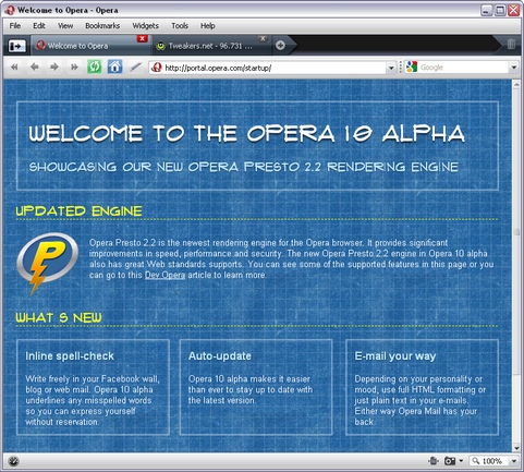 Opera 10.0 build 1497 screenshot (481 pix)