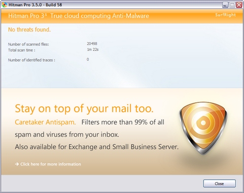 Hitman Pro 3.5 build 58 screenshot (481 pix) Hitman Pro 3.5 build 58 screenshot (481 pix)