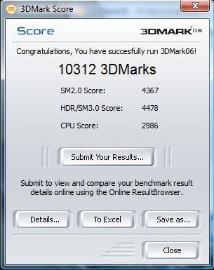 3DMark06 score G60VX