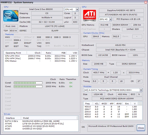HWiNFO32 3.00 screenshot