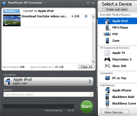 RealPlayer SP beta