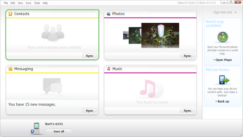 Nokia Ovi Suite screenshot (481 pix)