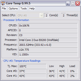 CoreTemp 0.99.5.26 screenshot