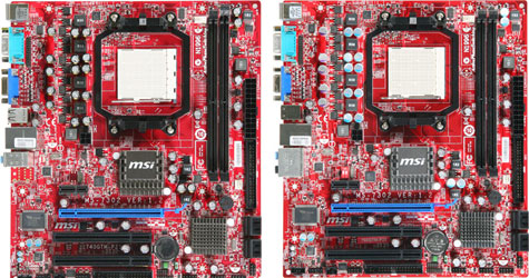 MSI 740GTM-P21 (links) en 740GTM-P25 (rechts)