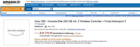 Amazon Xbox 360 Elite 250gb printscreen