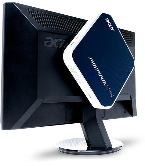 Acer Aspire Revo 3600 achter op Acer-monitor