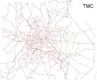 TMC en OpenLR, geprojecteerd op een kaart van Berlijn