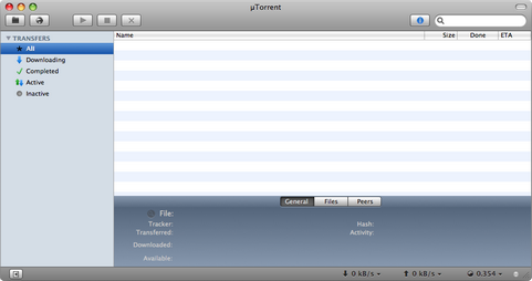 µTorrent Mac screenshot (481 pix)