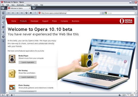 Opera 10.10 bèta screenshot (481 pix)