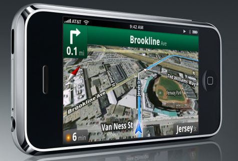 Mockup: Apple iPhone met Google Maps-navigatie Mockup: Apple iPhone met Google Maps-navigatie