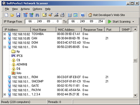 Network Scanner screenshot (481 pix)