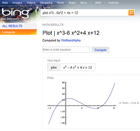 Bing met Wolfram Alpha-data
