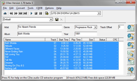 CDex 1.70 bèta 3 screenshot