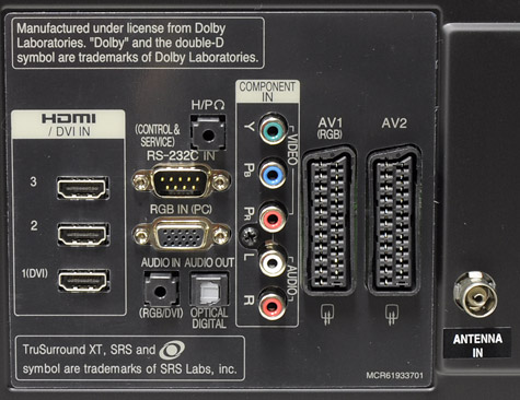 LG SL9000 aansluitingen