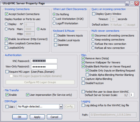 UltraVNC 1.0.8.2 screenshot (481 pix)