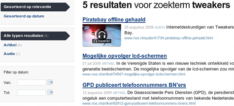 Nieuwe zoekmachine op NOS.nl