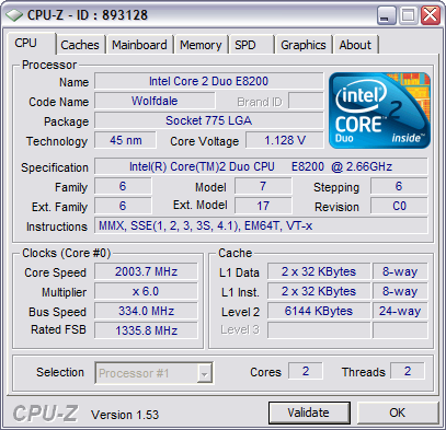 CPU-Z 1.53 screenshot (481 pix)
