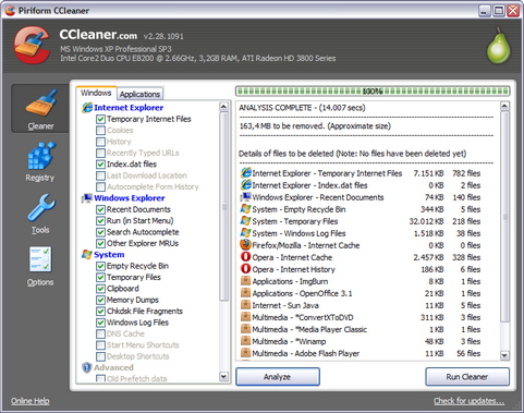 CCleaner 2.28.1091 screenshot