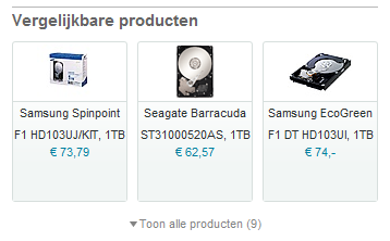 Vergelijkbare producten  bij de Samsung Spinpoint F3 1TB